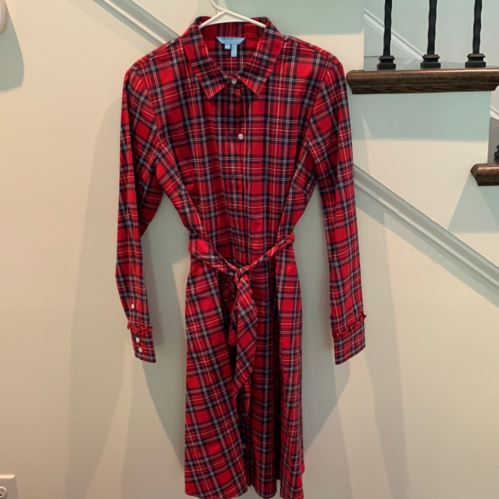 Draper James and NWOT Never worn Christmas plaid shirt dress a line with pockets